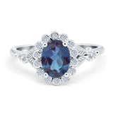 Art Deco Oval Natural Stone Floral Ring