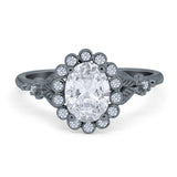 Art Deco Oval Natural Stone Floral Ring