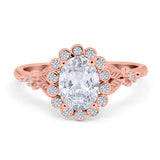 Art Deco Oval Natural Stone Floral Ring
