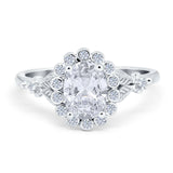 Art Deco Oval Natural Stone Floral Ring