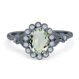 Art Deco Oval Natural Stone Floral Ring