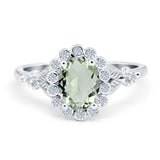 Art Deco Oval Natural Stone Floral Ring