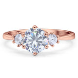 Art Deco Round Natural Stone Three Stone Ring