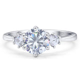 Art Deco Round Natural Stone Three Stone Ring
