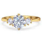 Art Deco Round Natural Stone Three Stone Ring
