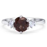 Art Deco Round Natural Stone Three Stone Ring