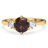 Art Deco Round Natural Stone Three Stone Ring