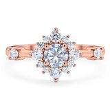 Art Deco Round Natural Stone Flower Ring