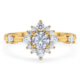 Art Deco Round Natural Stone Flower Ring