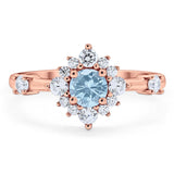 Art Deco Round Natural Stone Flower Ring