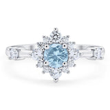 Art Deco Round Natural Stone Flower Ring