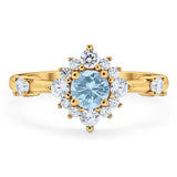 Art Deco Round Natural Stone Flower Ring
