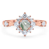 Art Deco Round Natural Stone Flower Ring