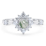 Art Deco Round Natural Stone Flower Ring