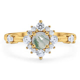 Art Deco Round Natural Stone Flower Ring