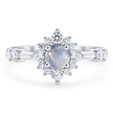 Art Deco Round Natural Stone Flower Ring