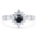 Art Deco Round Natural Stone Flower Ring
