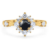 Art Deco Round Natural Stone Flower Ring