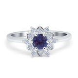 Art Deco Round Natural Stone Flower Ring