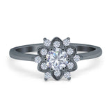 Art Deco Round Natural Stone Flower Ring