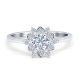 Art Deco Round Natural Stone Flower Ring