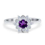 Art Deco Round Natural Stone Flower Ring