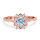 Art Deco Round Natural Stone Flower Ring