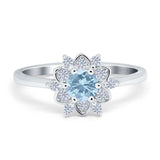 Art Deco Round Natural Stone Flower Ring