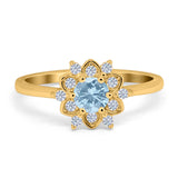 Art Deco Round Natural Stone Flower Ring