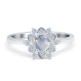 Art Deco Round Natural Stone Flower Ring
