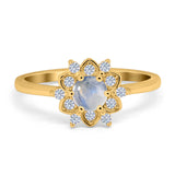 Art Deco Round Natural Stone Flower Ring