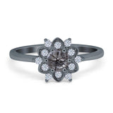 Art Deco Round Natural Stone Flower Ring
