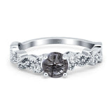Round Natural Stone Filigree Beaded Ring
