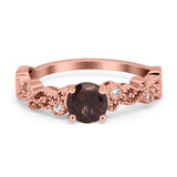 Round Natural Stone Filigree Beaded Ring