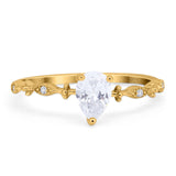 Art Deco Pear Natural Stone Wedding Ring