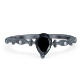 Art Deco Pear Natural Stone Wedding Ring