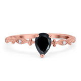 Art Deco Pear Natural Stone Wedding Ring
