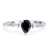 Art Deco Pear Natural Stone Wedding Ring