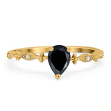 Art Deco Pear Natural Stone Wedding Ring