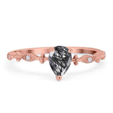 Art Deco Pear Natural Stone Wedding Ring
