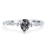 Art Deco Pear Natural Stone Wedding Ring
