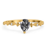 Art Deco Pear Natural Stone Wedding Ring