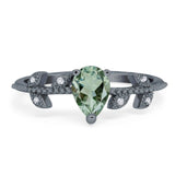Leaf Style Pear Natural Stone Beaded Ring