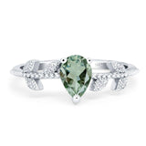 Leaf Style Pear Natural Stone Beaded Ring