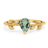 Leaf Style Pear Natural Stone Beaded Ring