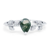 Leaf Style Pear Natural Stone Beaded Ring