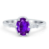 Vintage Style Oval Natural Stone Ring