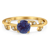 Round Natural Stone Leaf Style Ring