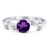 Round Natural Stone Leaf Style Ring