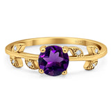Round Natural Stone Leaf Style Ring